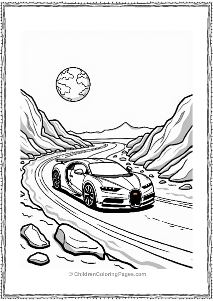 Bugatti Racing On A Moon Track Free PDF Printable