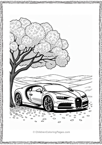 Bugatti Under Cherry Blossom Tree Free PDF Printable
