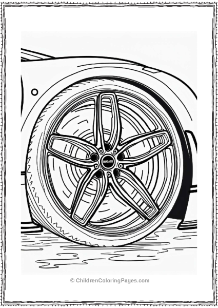 Bugatti Wheel Close Up Illustration Free PDF Printable
