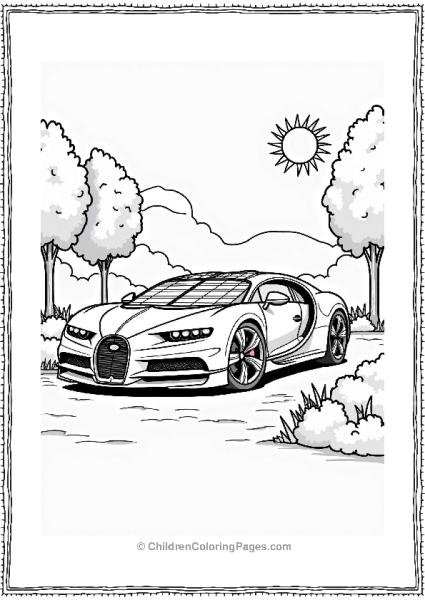 Bugatti With Solar Panels In The Park Free PDF Printable