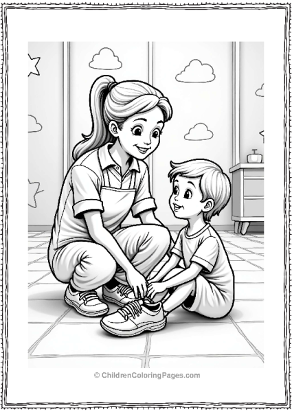 Caring Community Helper Tying Shoes Free PDF Printable