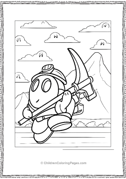 Cartoon Shy Guy With Mining Pick Free PDF Printable
