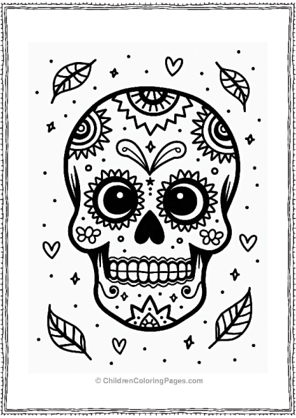 Cartoon Sugar Skull With Patterns Free PDF Printable