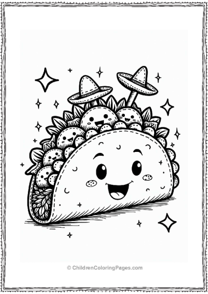 Cartoon Taco With Happy Faces Free PDF Printable