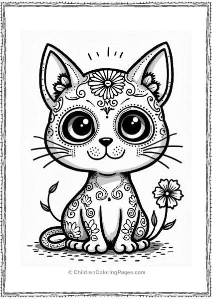Cat Sugar Skull Design Free PDF Printable