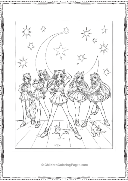 Cats And Sailor Moon In Cute Anime Style Free PDF Printable