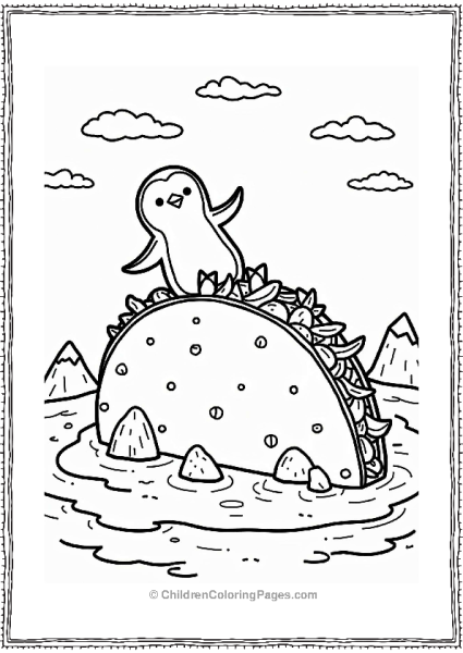 Charming Penguin On Taco Iceberg Free PDF Printable