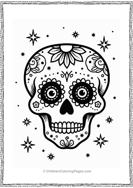 Charming Sugar Skull With Stars Free PDF Printable