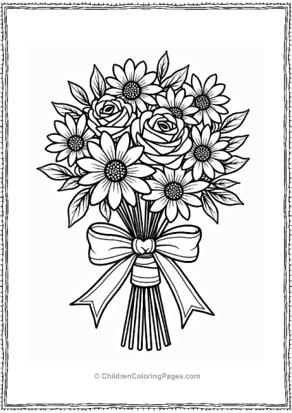 Charming Wedding Bouquet Illustration Free PDF Printable