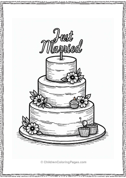 Charming Wedding Cake With Decorations Free PDF Printable