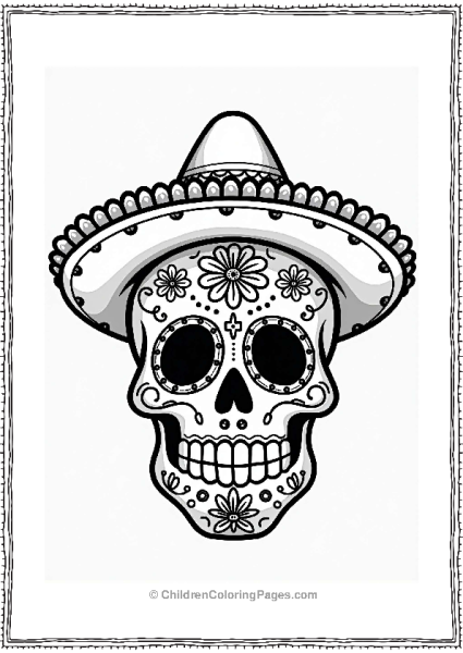 Cheeky Sugar Skull In A Sombrero Free PDF Printable
