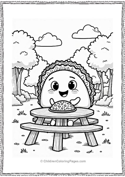 Cheerful Character Enjoying A Taco At The Park Free PDF Printable