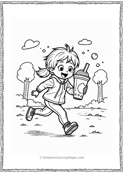 Cheerful Child With Boba Tea Free PDF Printable