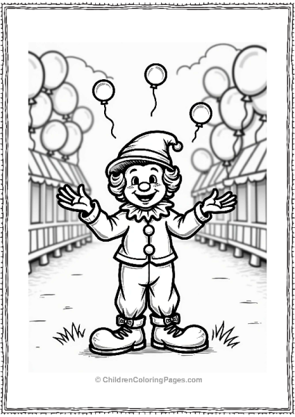 Cheerful Clown Juggling At Summer Fair Free PDF Printable
