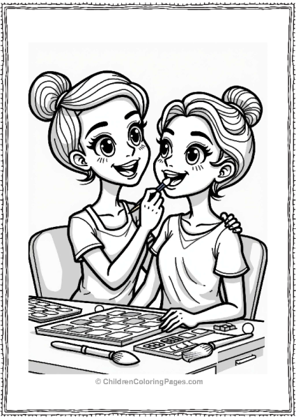 Cheerful Makeup Artist With Client Free PDF Printable