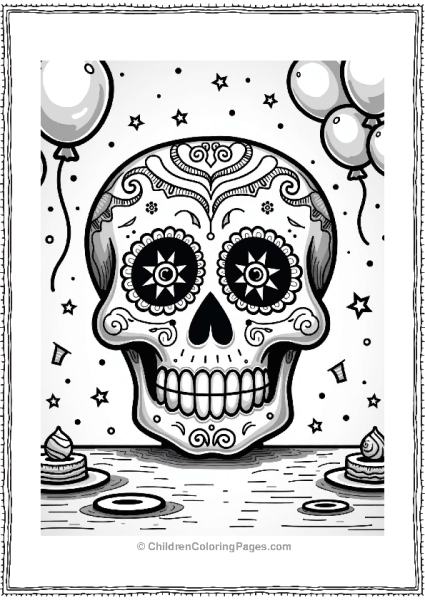 Cheerful Sugar Skull At A Festive Gathering Free PDF Printable