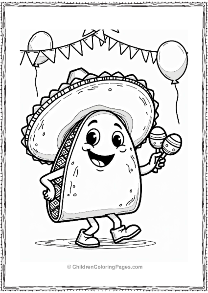 Cheerful Taco Fiesta Character Free PDF Printable