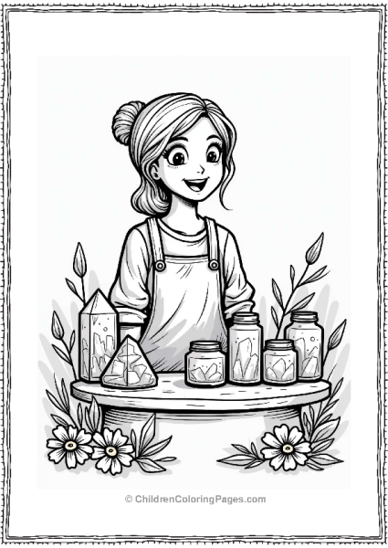 Cheerful Vendor With Crystals Free PDF Printable