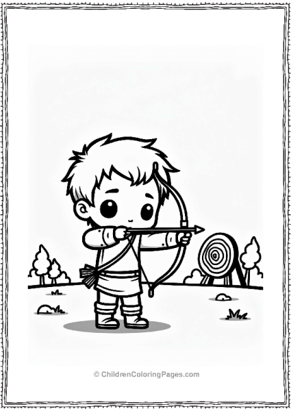 Chibi Archer Aiming In A Field Free PDF Printable