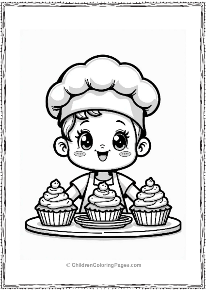 Chibi Baker Decorating Cupcakes Free PDF Printable