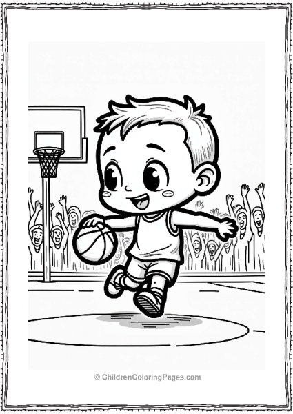 Chibi Basketball Player On Court Free PDF Printable