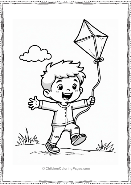 Chibi Boy Flying A Kite Free PDF Printable