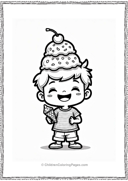 Chibi Boy With Ice Cream Cone Free PDF Printable