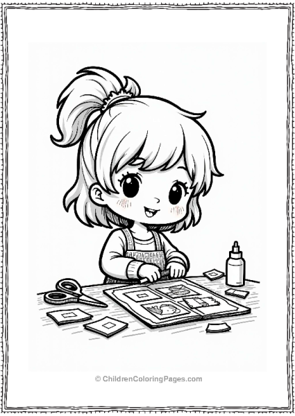 Chibi Character Making A Colorful Collage Free PDF Printable