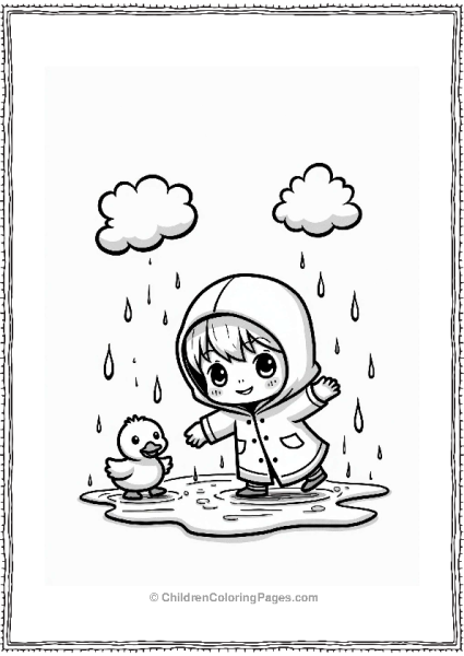 Chibi Character Splashing In Puddles Free PDF Printable