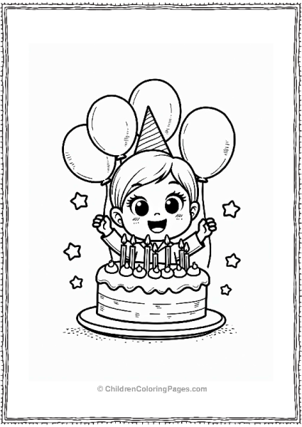 Chibi Character With Birthday Cake Free PDF Printable