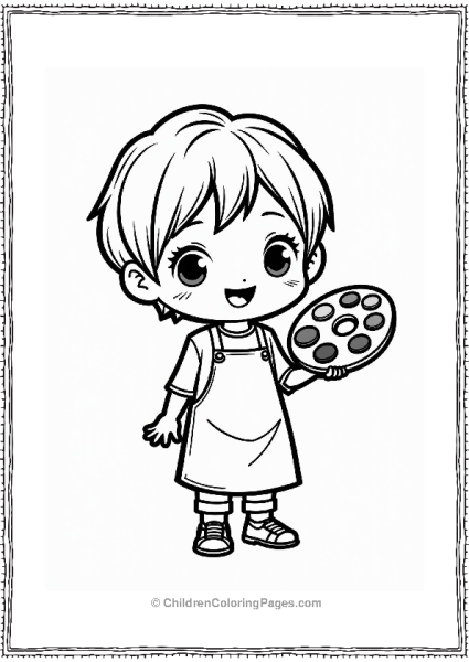 Chibi Character With Paint Palette Free PDF Printable