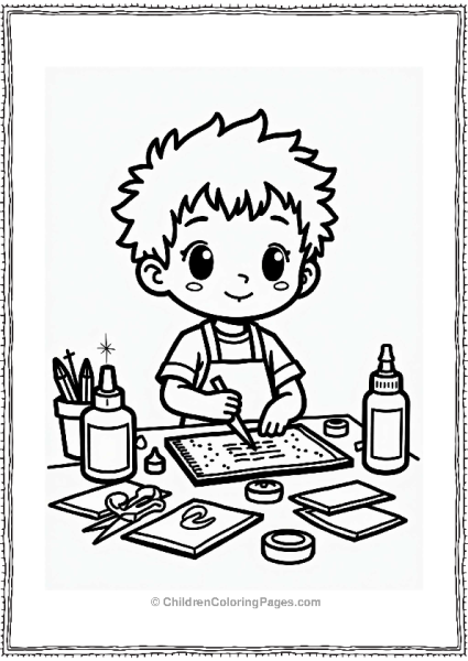 Chibi Craftsman With Craft Supplies Free PDF Printable