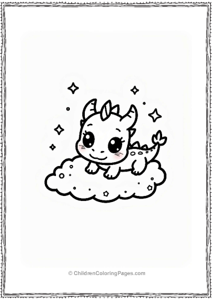 Chibi Dragon On A Cloud Free PDF Printable