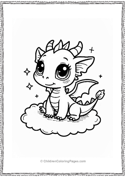 Chibi Dragon On A Fluffy Cloud Free PDF Printable