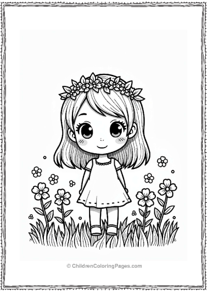 Chibi Girl In A Flower Field Free PDF Printable