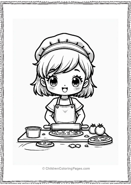 Chibi Girl Making Pizza Free PDF Printable
