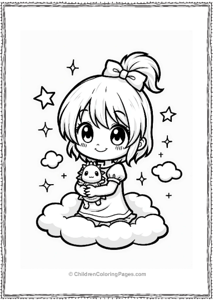 Chibi Girl With Tiny Dragon Free PDF Printable