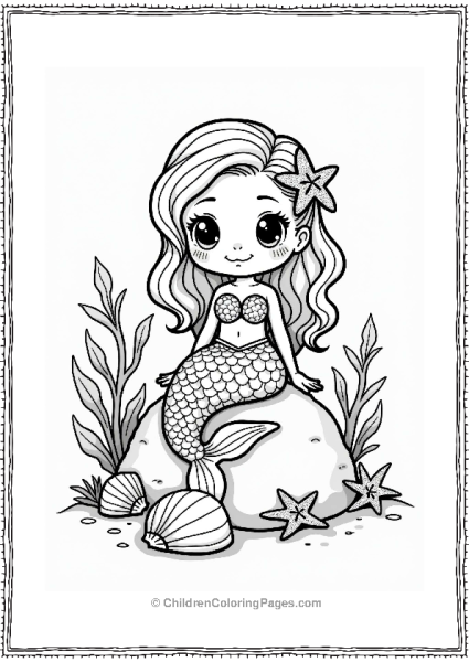 Chibi Mermaid With Seashells Free PDF Printable