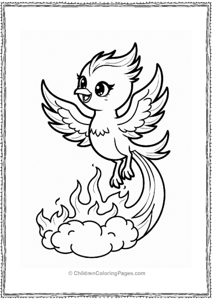 Chibi Phoenix Rising Above Flames Free PDF Printable
