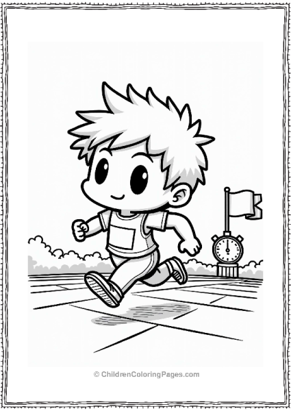 Chibi Runner Sprinting On A Track Free PDF Printable