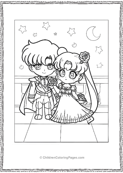Chibi Sailor Moon With Rose Free PDF Printable