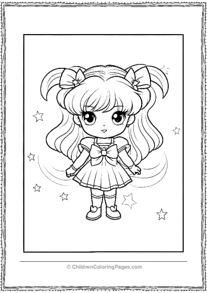 Chibi Sailor Moon With Star Illustration Free PDF Printable