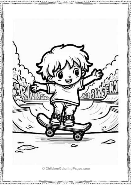 Chibi Skateboarder In A Skate Park Free PDF Printable