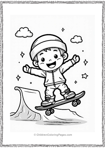 Chibi Skater Performing A Trick Free PDF Printable