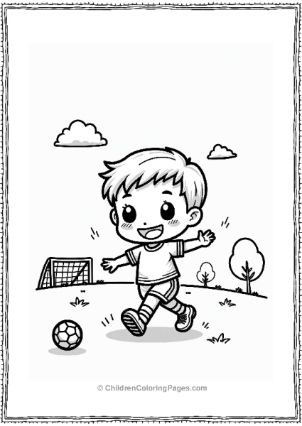 Chibi Soccer Player Kicking A Ball Free PDF Printable
