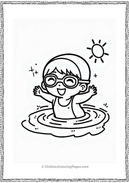Chibi Swimmer In A Pool Free PDF Printable