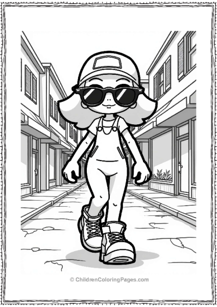 Chic Splatoon Character In A Bustling Street Free PDF Printable