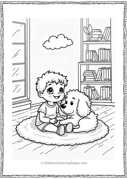 Child And Dog On A Cozy Rug Free PDF Printable