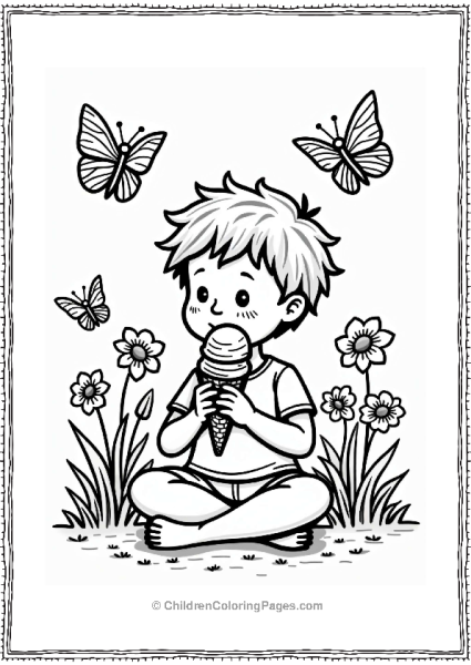 Child Enjoying Ice Cream In Summer Free PDF Printable