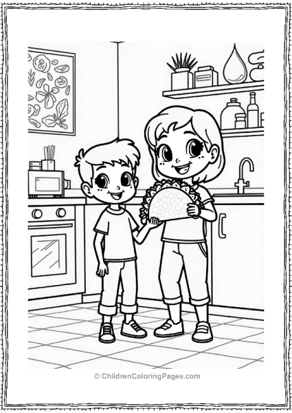 Child Presenting Taco In Cozy Kitchen Free PDF Printable